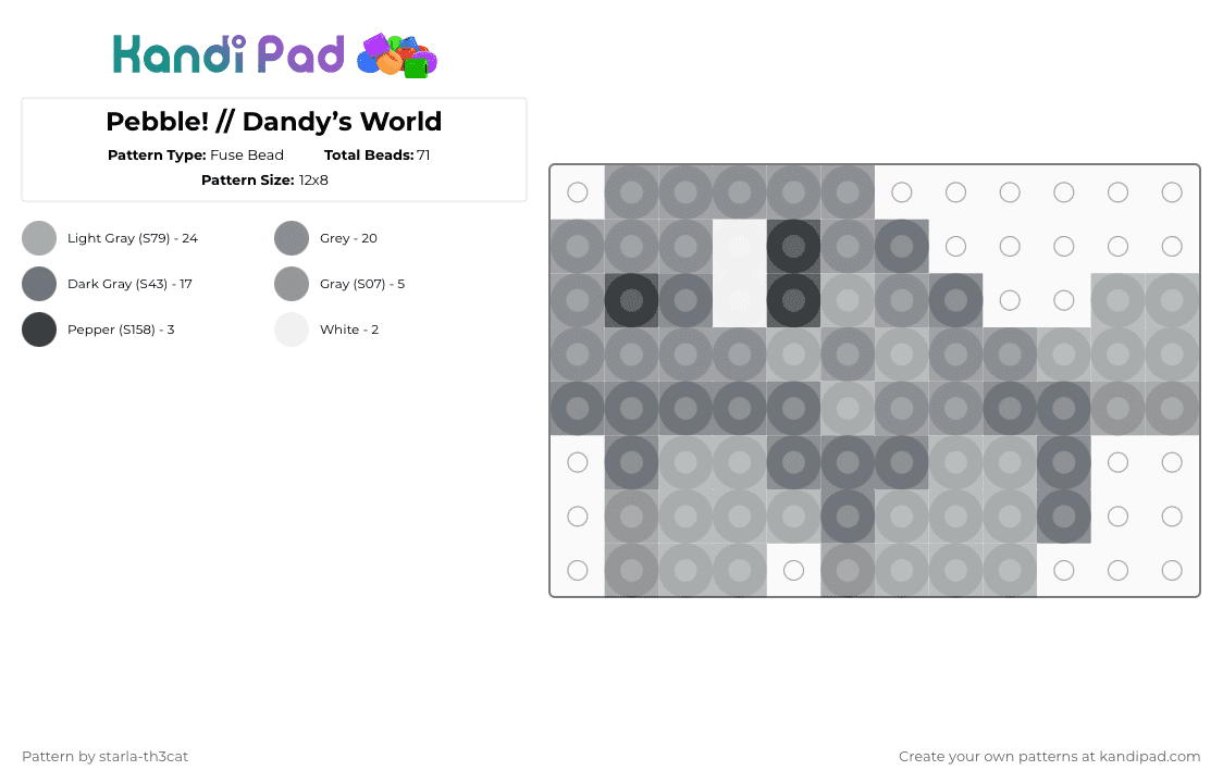 (DO NOT REPOST) Pebble! // Dandy’s World - Fuse Bead Pattern by starla-th3cat on Kandi Pad - gray,dandys world,toon,pebble,rock,dog,main,roblox,game