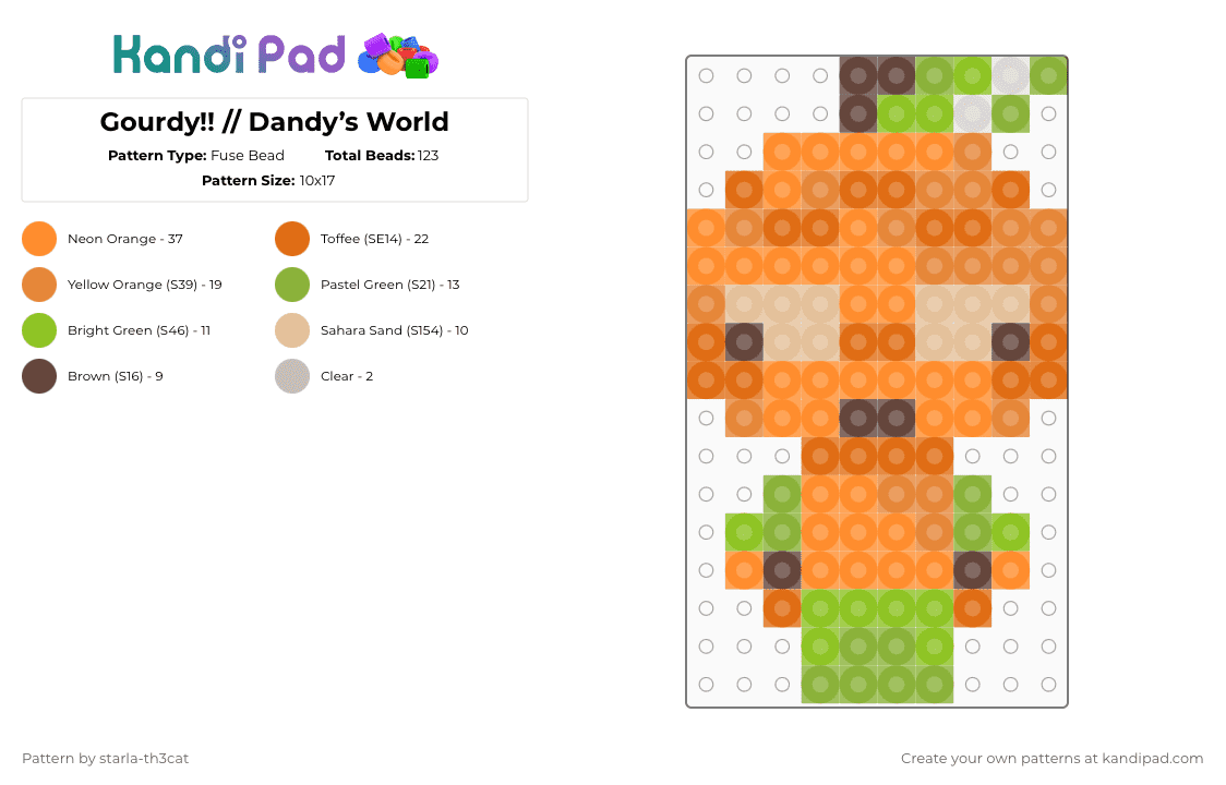 (DO NOT REPOST) Gourdy!! // Dandy’s World - Fuse Bead Pattern by starla-th3cat on Kandi Pad - orange,gourdy,toon,dandys world,main,halloween,event,pumpkin,roblox