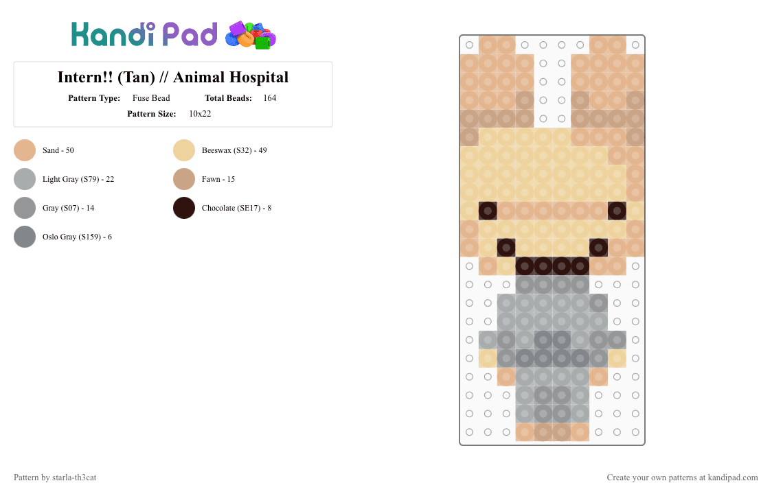 Intern!! (Tan) // Animal Hospital - Fuse Bead Pattern by starla-th3cat on Kandi Pad - beige,animal hospital,intern,roblox,game,anomaly