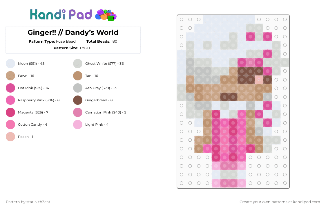 (DO NOT REPOST) Ginger!! // Dandy’s World - Fuse Bead Pattern by starla-th3cat on Kandi Pad - beige,pink,dandys world,toon,christmas,ginger,cookie,event,roblox,game