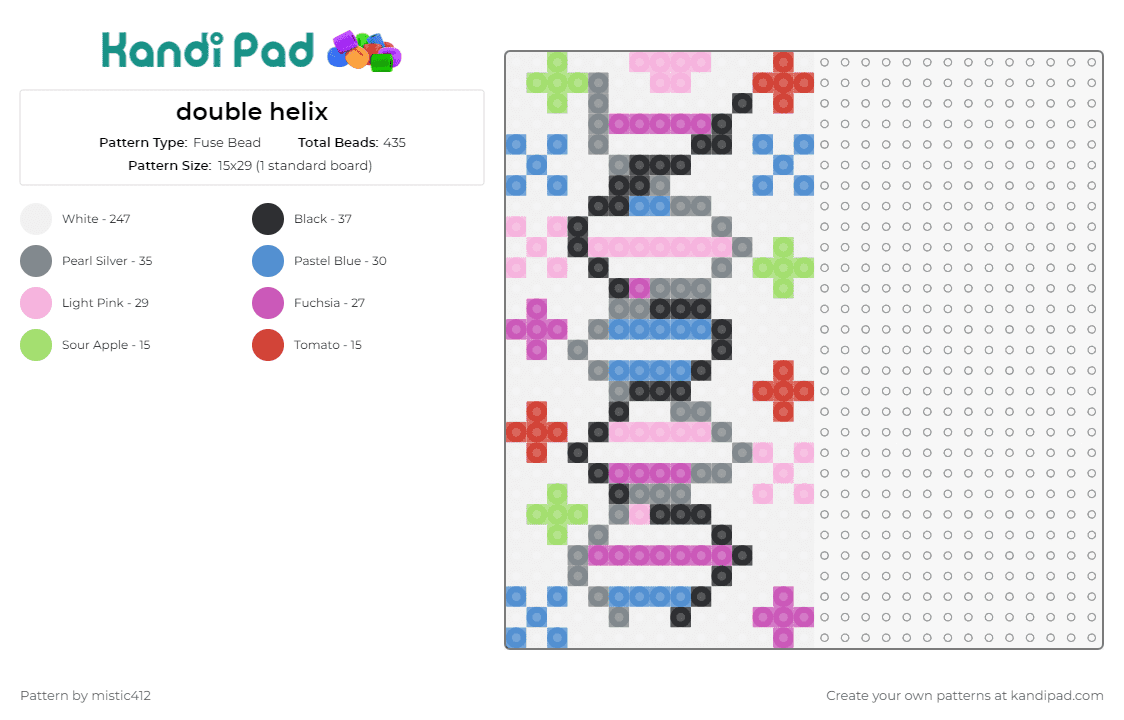 double helix - Fuse Bead Pattern by mistic412 on Kandi Pad - genes,double helix,colorful