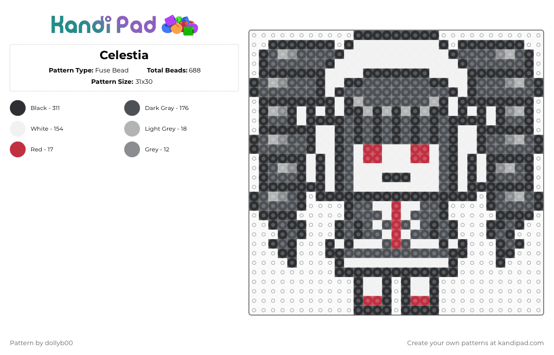 Celestia - Fuse Bead Pattern by dollyb00 on Kandi Pad - gray