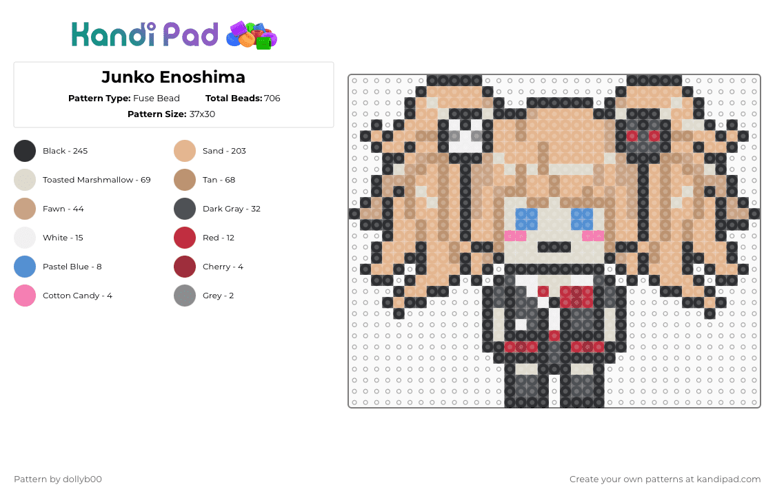 Junko Fuse Bead Patterns - Gallery - Kandi Pad | Kandi Patterns