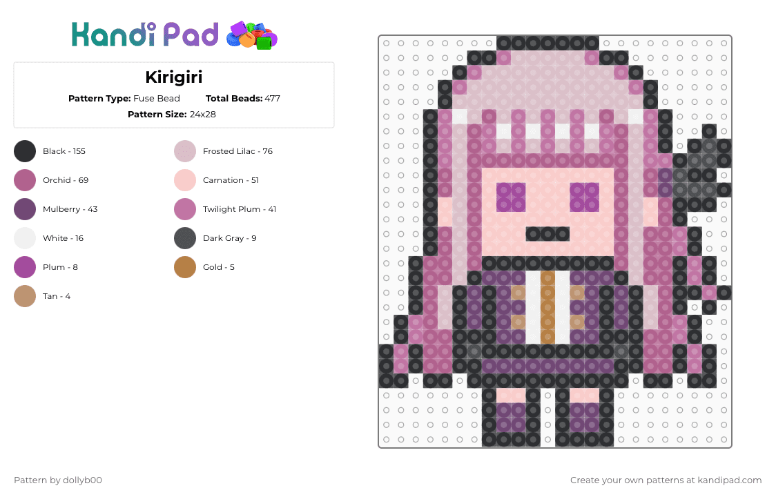 Kirigiri - Fuse Bead Pattern by dollyb00 on Kandi Pad - pink,beige