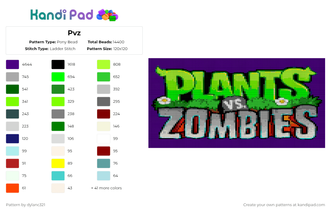 Pvz - Pony Bead Pattern by dylanc321 on Kandi Pad - purple,green,beige