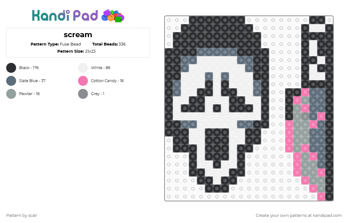 scream - Fuse Bead Pattern by scail on Kandi Pad - gray