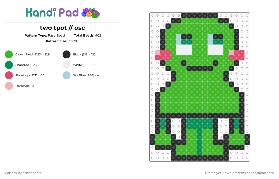 two tpot // osc - Fuse Bead Pattern by ashbobcatz on Kandi Pad - green