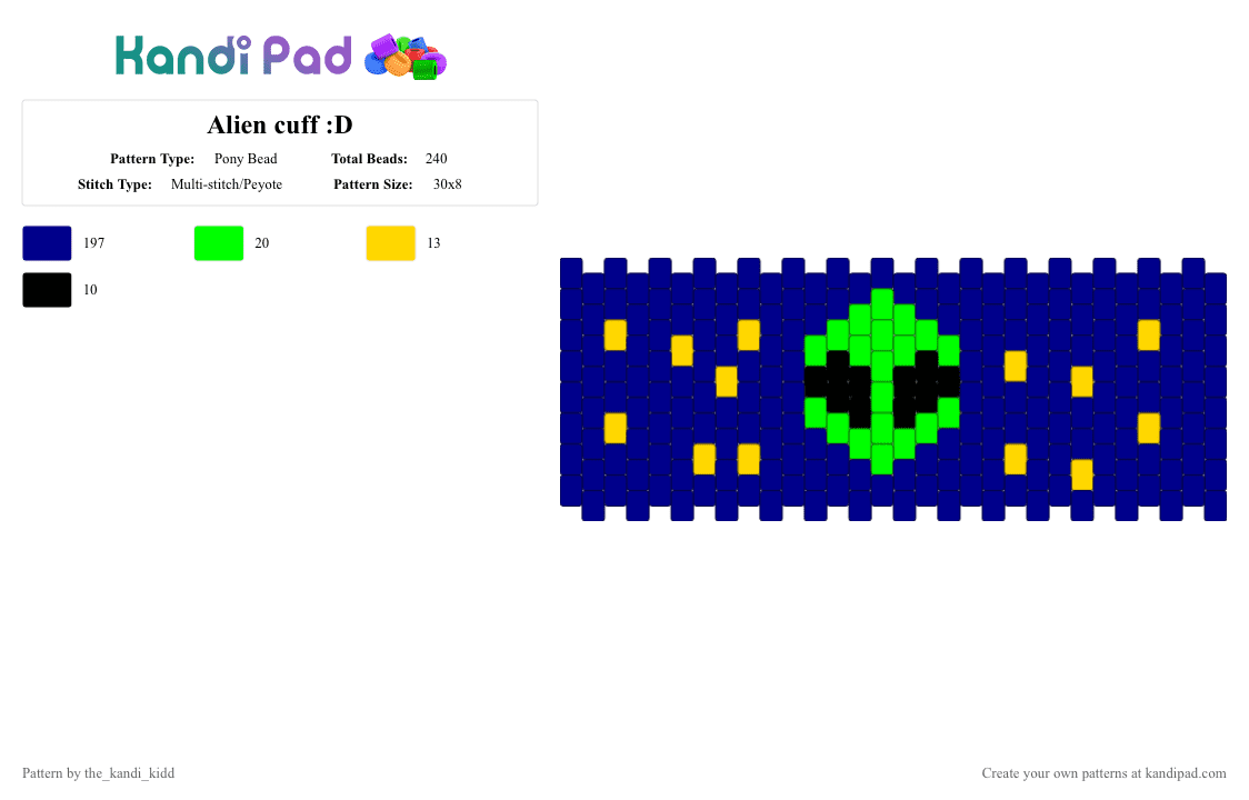 Alien cuff :D - Pony Bead Pattern by the_kandi_kidd on Kandi Pad - purple