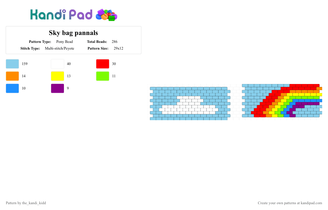 Sky bag pannals - Pony Bead Pattern by the_kandi_kidd on Kandi Pad - light blue