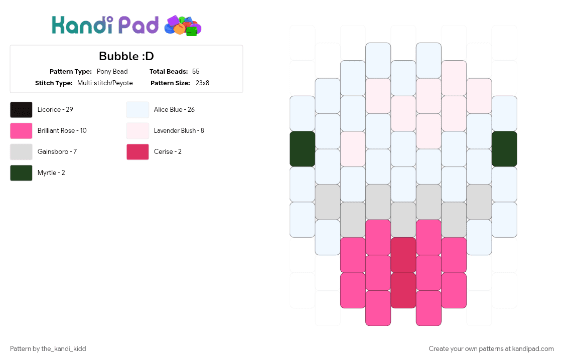 Bubble :D - Pony Bead Pattern by the_kandi_kidd on Kandi Pad - bubble, charm, pink, tadc, white