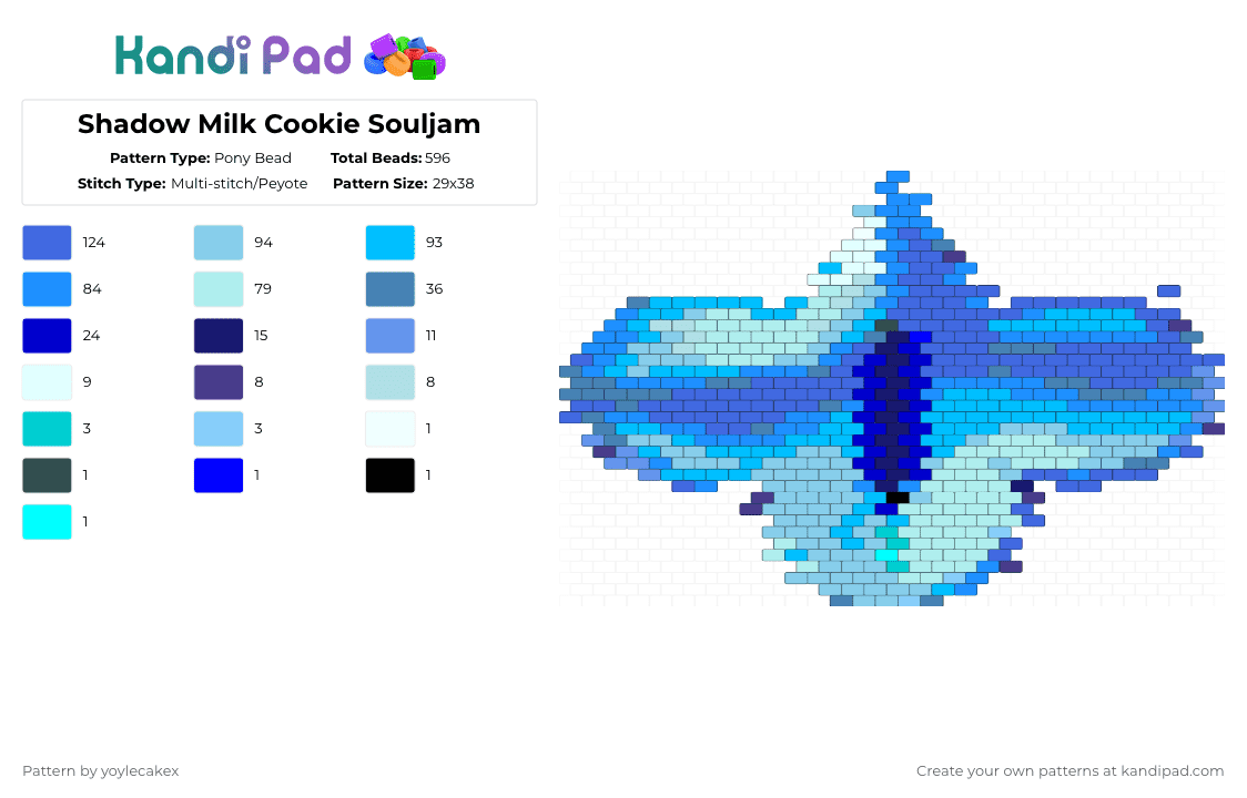 Shadow Milk Cookie Souljam - Pony Bead Pattern by yoylecakex on Kandi Pad - light blue,blue