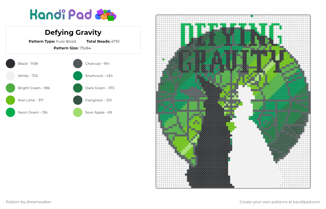 Defying Gravity - Fuse Bead Pattern by dreamwalker on Kandi Pad - wicked,playbill,wizard of oz,musical,green,pink