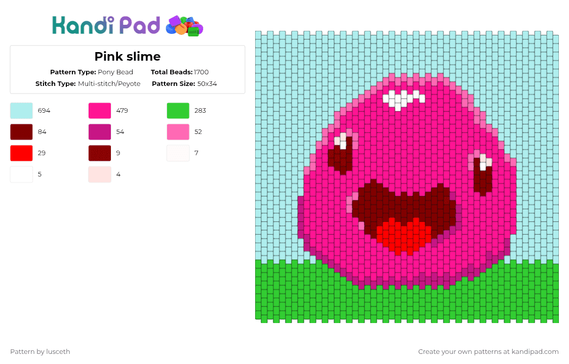 Pink slime - Pony Bead Pattern by lusceth on Kandi Pad - light blue,pink