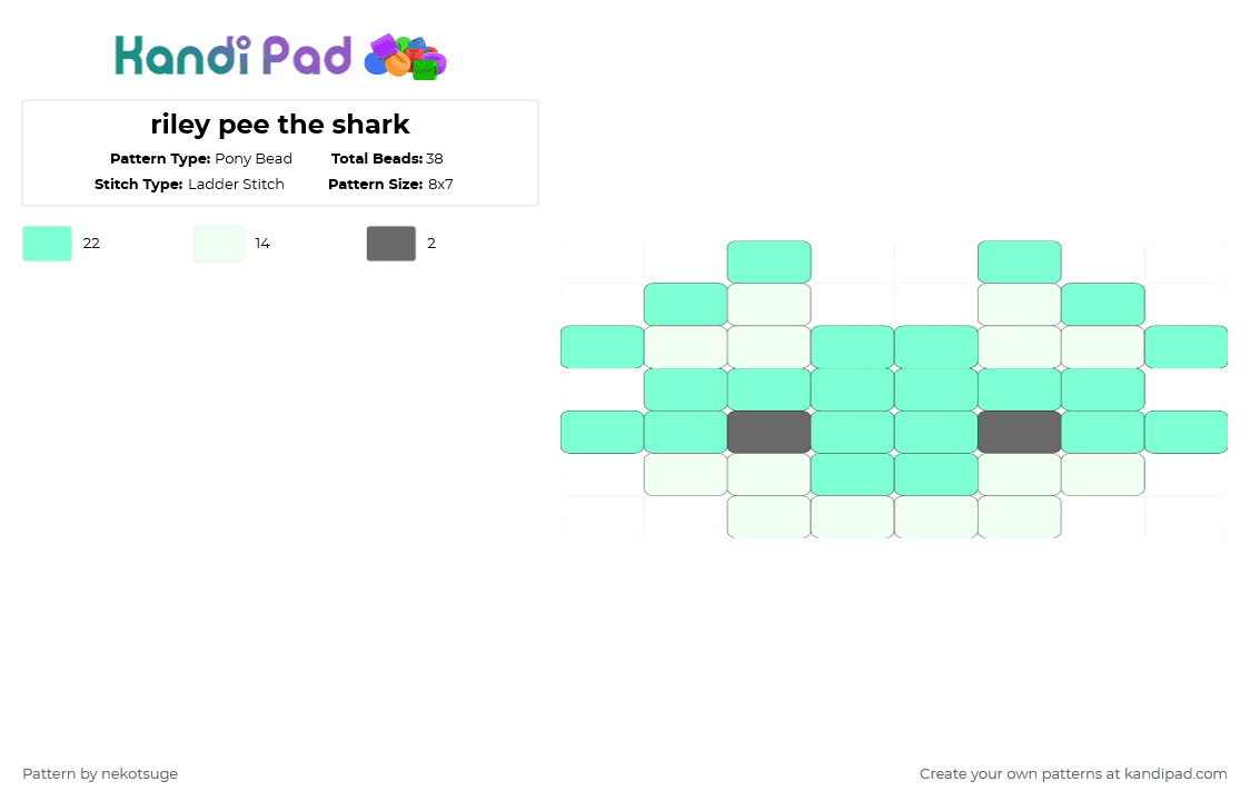riley pee the shark - Pony Bead Pattern by nekotsuge on Kandi Pad - teal,furry,anthro,shark