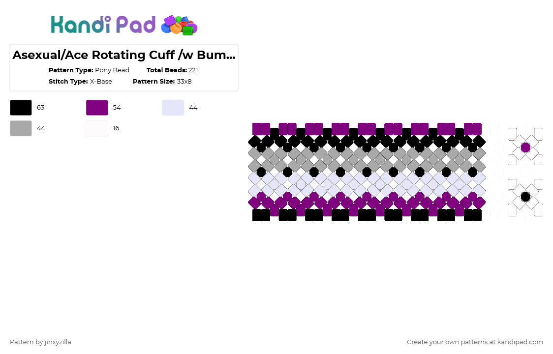 Asexual/Ace Rotating Cuff /w Bumpers - Pony Bead Pattern by jinxyzilla on Kandi Pad - pink,beige,asexual,ace,pride,cuff,rotating