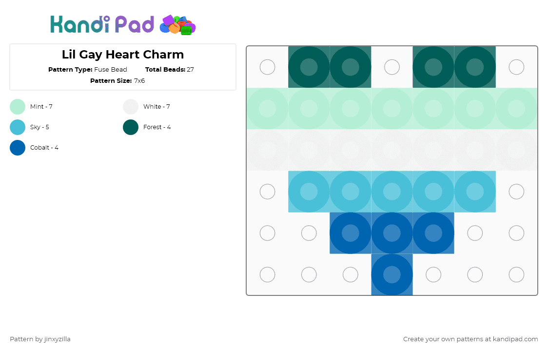 Lil Gay Heart Charm - Fuse Bead Pattern by jinxyzilla on Kandi Pad - light blue,heart,charm,pride,gay