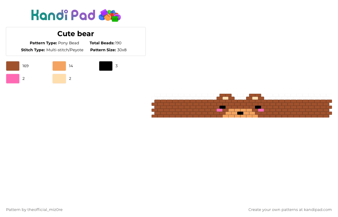 Cute bear - Pony Bead Pattern by mizore_lolxd on Kandi Pad - red