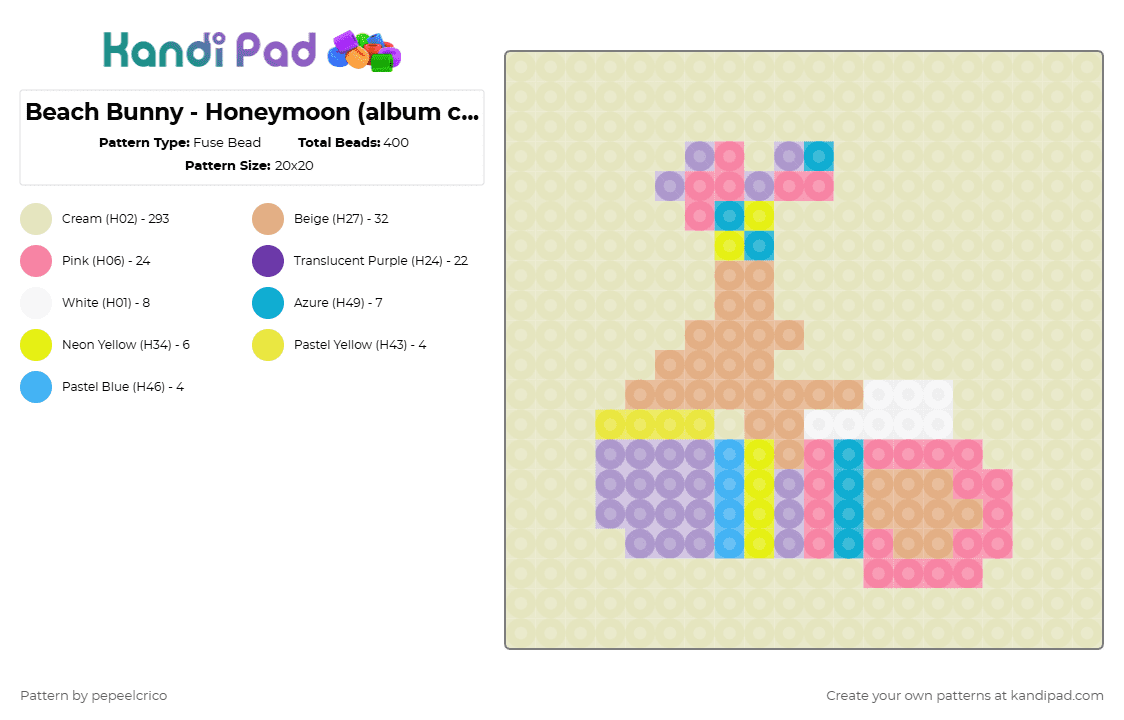 Beach Bunny - Honeymoon (album cover) - Fuse Bead Pattern by pepeelcrico on Kandi Pad - beige