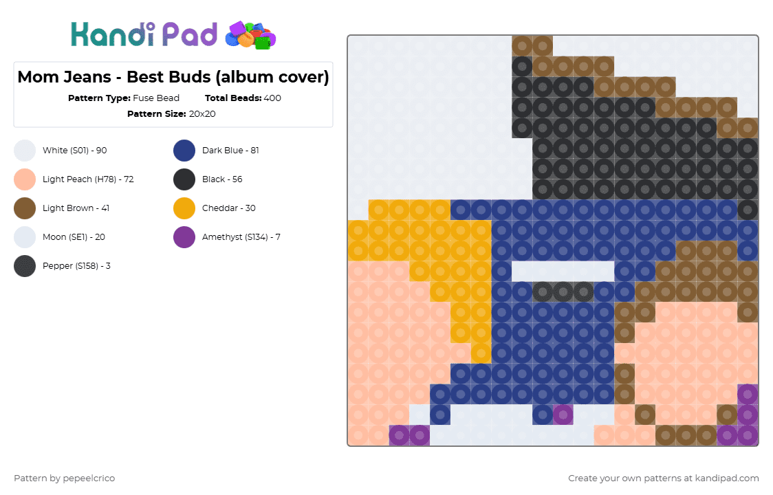 Mom Jeans - Best Buds (album cover) - Fuse Bead Pattern by pepeelcrico on Kandi Pad - beige, blue