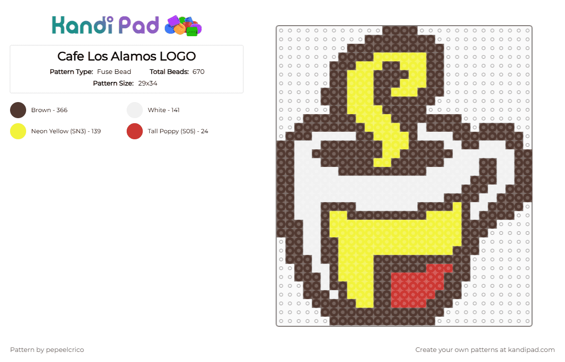 Cafe Los Alamos LOGO - Fuse Bead Pattern by pepeelcrico on Kandi Pad - brown