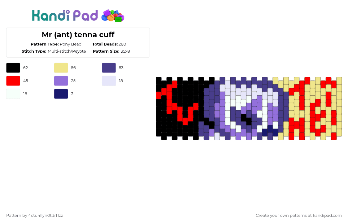 Mr (ant) tenna cuff - Pony Bead Pattern by 4ctu4llyn0tdrf1zz on Kandi Pad - purple,deltarune,games