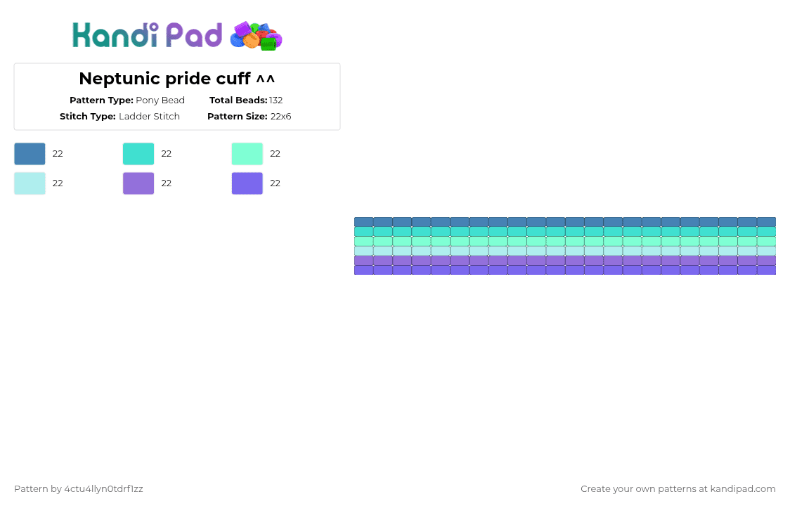 Neptunic pride cuff ^^ - Pony Bead Pattern by 4ctu4llyn0tdrf1zz on Kandi Pad - blue, light blue, pride