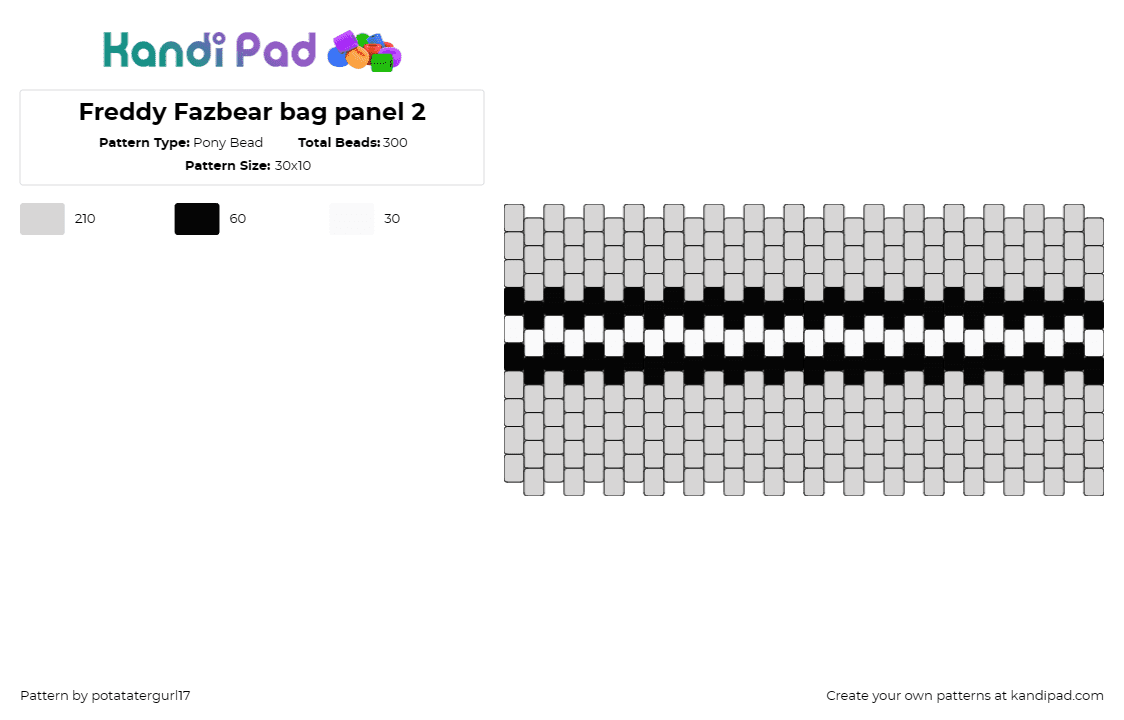 Freddy Fazbear bag panel 2 - Pony Bead Pattern by potatatergurl17 on Kandi Pad - freddy fazbear,five nights at freddys,fnaf,horror,game,animatronic,character,the