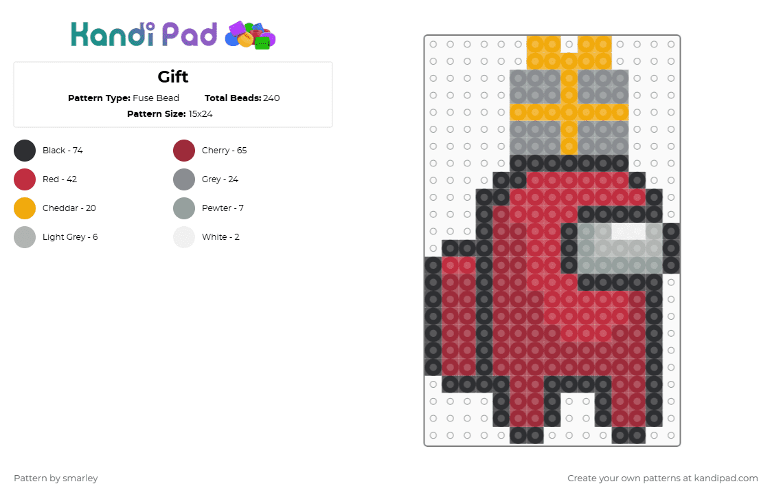 Gift Fuse Bead Pattern - Kandi Pad | Kandi Patterns, Fuse Bead Patterns ...