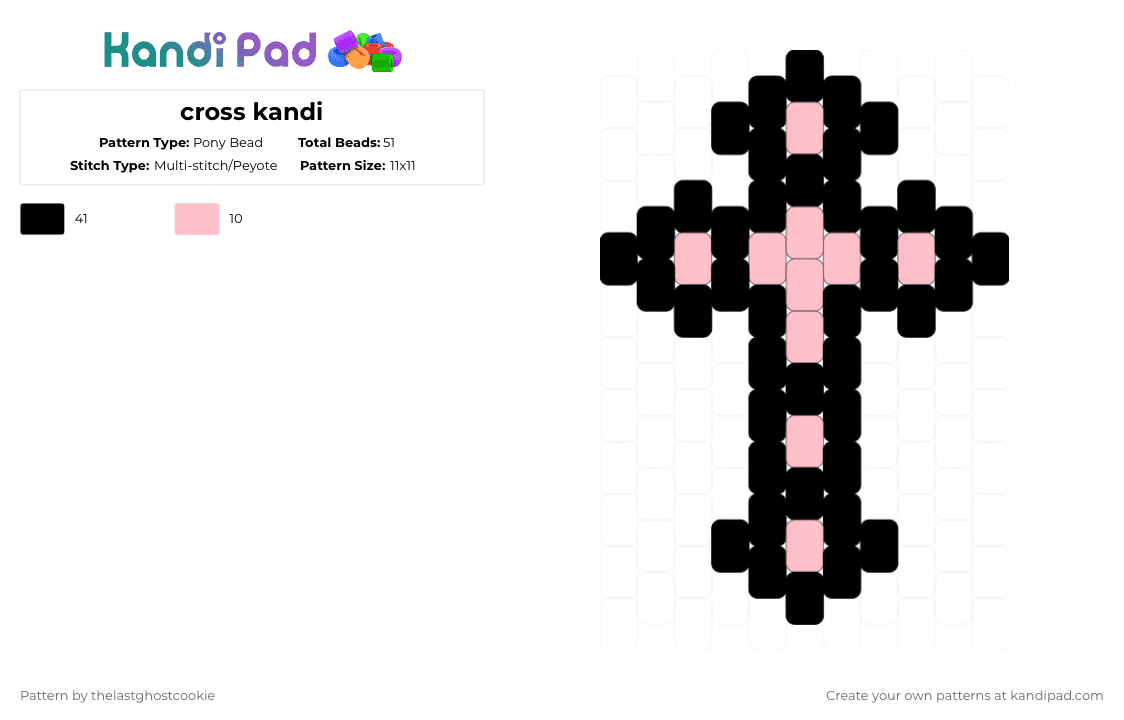 cross kandi - Pony Bead Pattern by thelastghostcookie on Kandi Pad - 