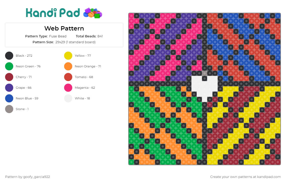 Web Pattern - Fuse Bead Pattern by goofy_garcia922 on Kandi Pad - geometric,heart,web,symmetrical,intricate,kaleidoscope,mosaic,vibrant,interwoven,colorful