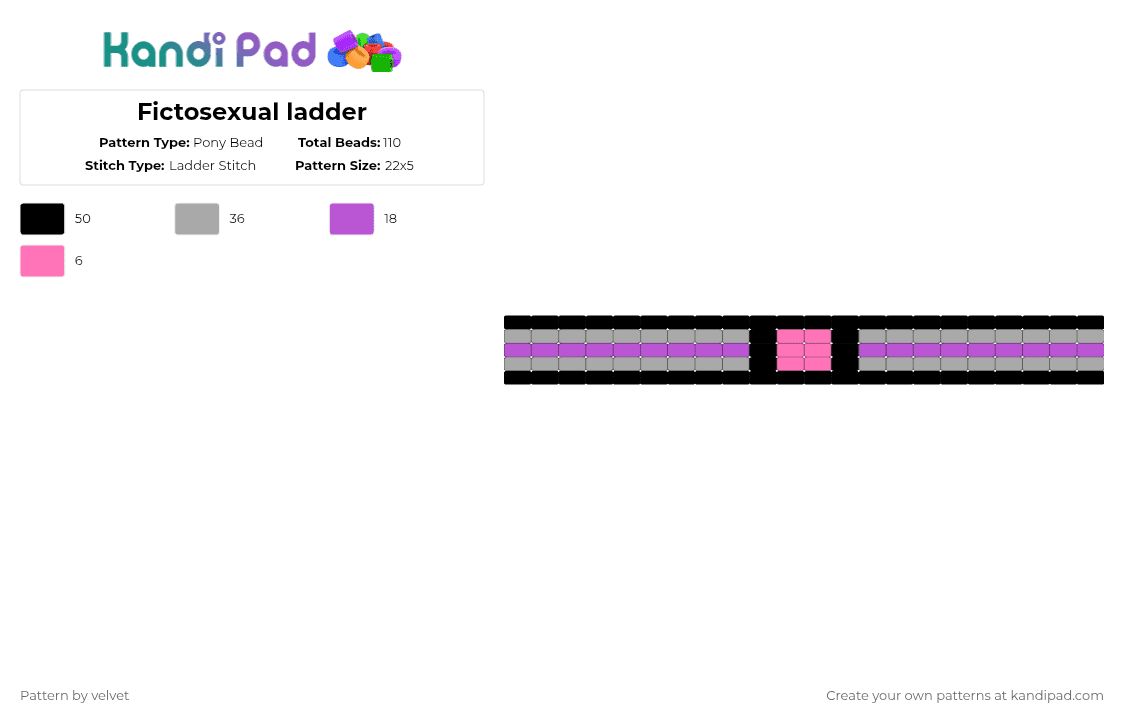Fictosexual ladder - Pony Bead Pattern by velvet on Kandi Pad - beige,pink