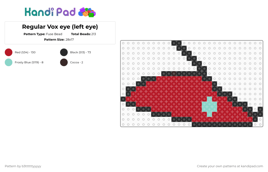Regular Vox eye (left eye) - Fuse Bead Pattern by b3ttttttyyyyy on Kandi Pad - red,hazbin hotel