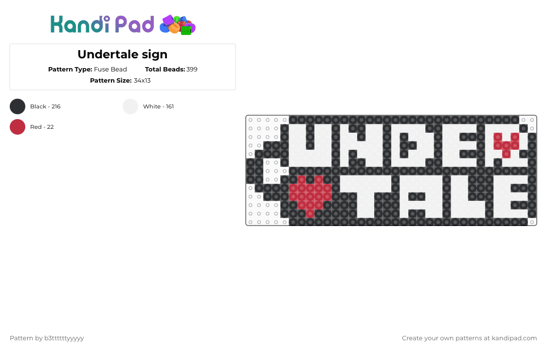 Undertale sign - Fuse Bead Pattern by b3ttttttyyyyy on Kandi Pad - white,undertale