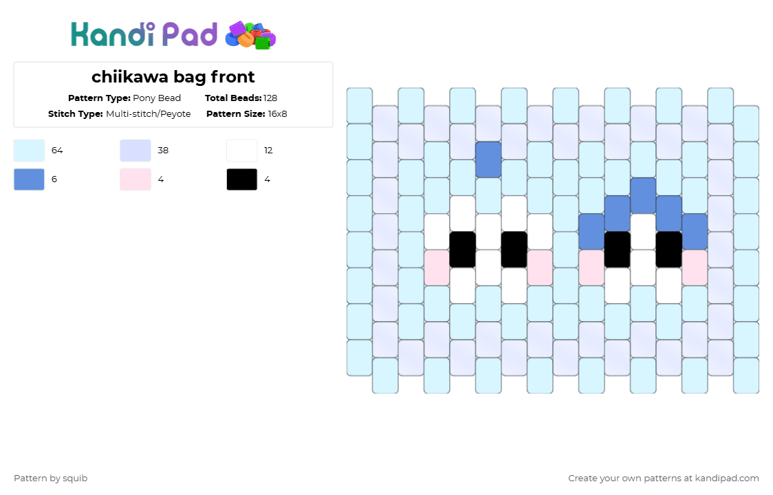 chiikawa bag front - Pony Bead Pattern by squib on Kandi Pad - white