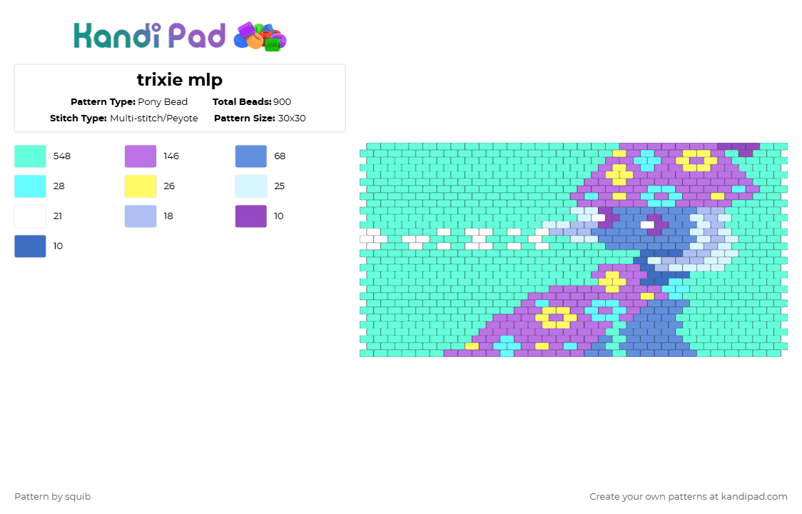 trixie mlp - Pony Bead Pattern by squib on Kandi Pad - pink,teal