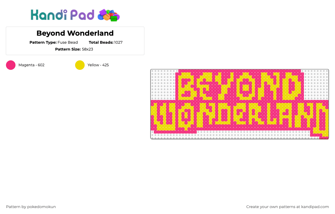Beyond Wonderland - Fuse Bead Pattern by pokedomokun on Kandi Pad - yellow,pink
