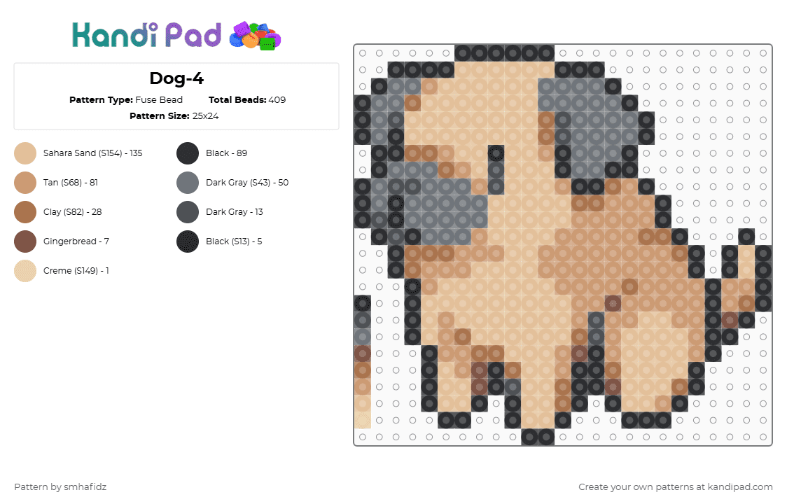 Dog-4 - Fuse Bead Pattern by smhafidz on Kandi Pad - beige