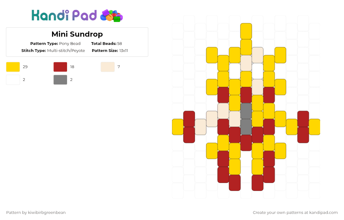 Mini Sundrop Pony Bead Pattern - Kandi Pad | Kandi Patterns, Fuse Bead ...