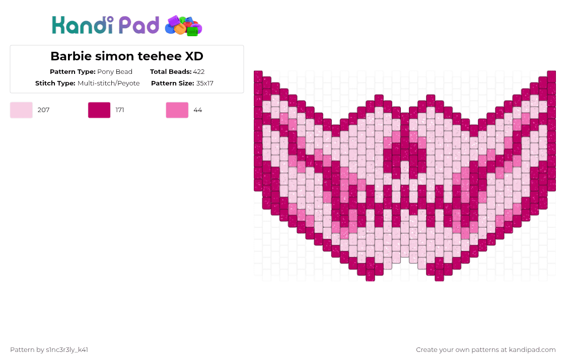Barbie simon teehee XD - Pony Bead Pattern by s1nc3r3ly_k41 on Kandi Pad - pink