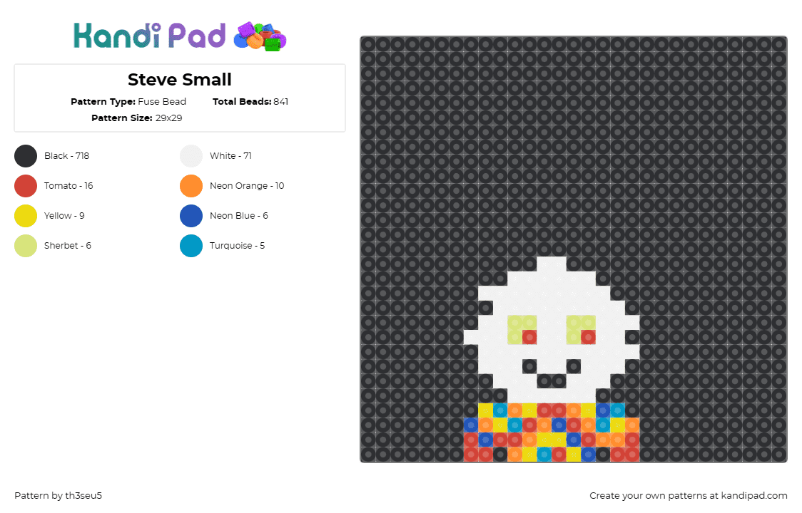 Steve Small - Fuse Bead Pattern by th3seu5 on Kandi Pad - steve small,amazing world of gumball,animated,character,simple,expressive,black,