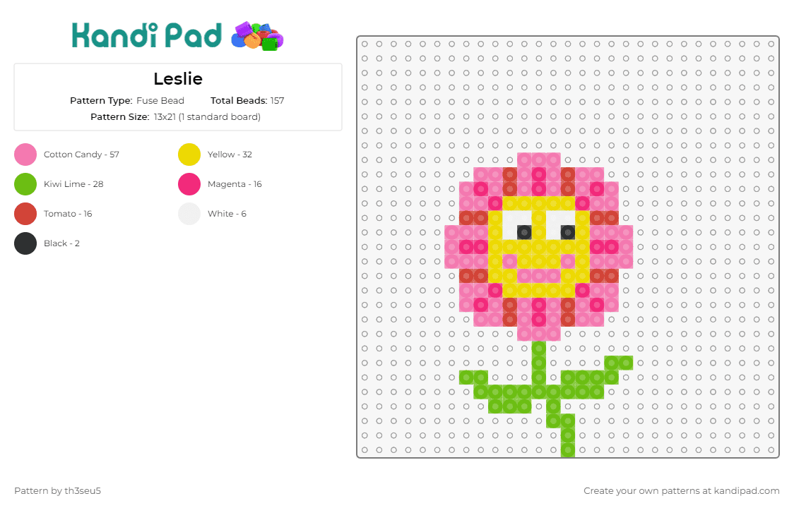 Leslie - Fuse Bead Pattern by th3seu5 on Kandi Pad - leslie,amazing world of gumball,flower,animated,cheerful,whimsical,flora,pink,yellow