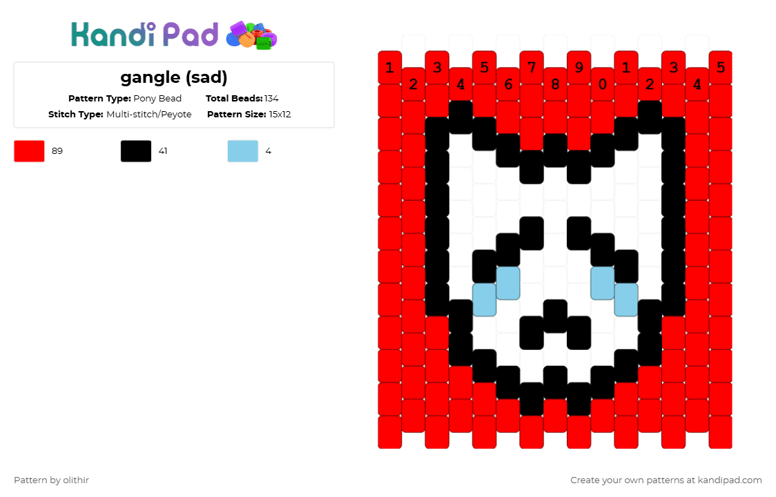 gangle (sad) - Pony Bead Pattern by olithir on Kandi Pad - red