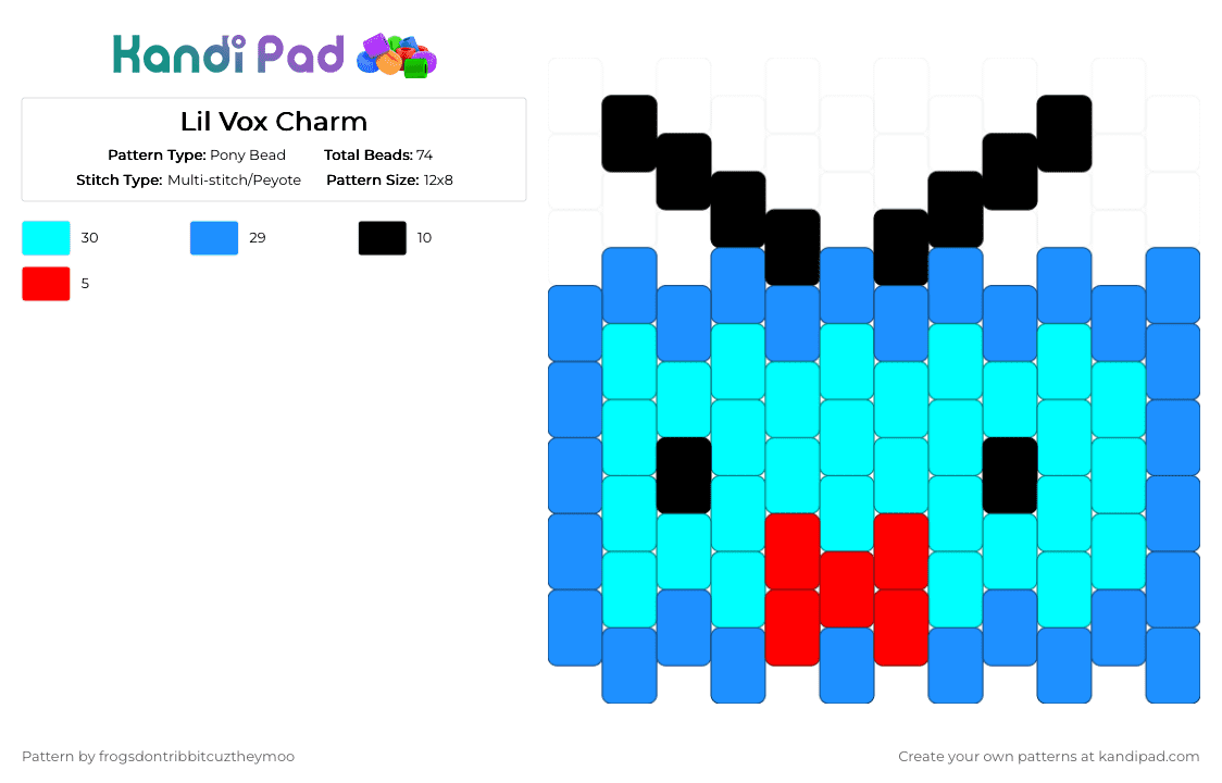 Lil Vox Charm - Pony Bead Pattern by frogsdontribbitcuztheymoo on Kandi Pad - light blue,vox,hazbin hotel,hazbin