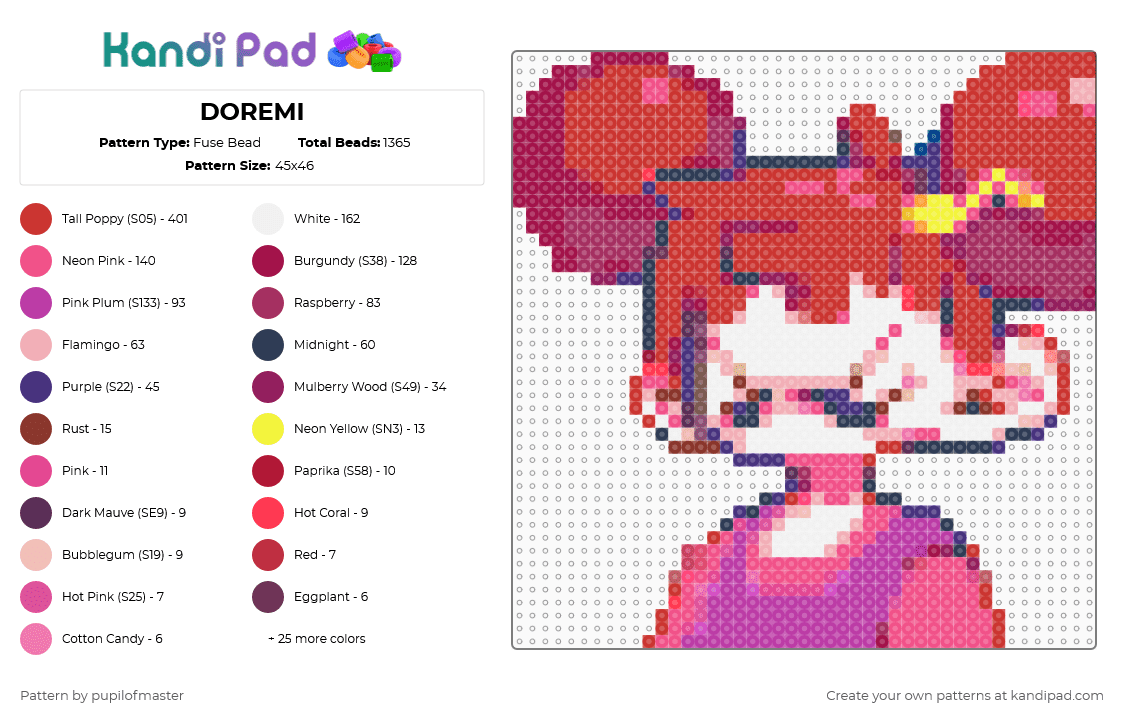 DOREMI Fuse Bead Pattern - Kandi Pad | Kandi Patterns, Fuse Bead ...