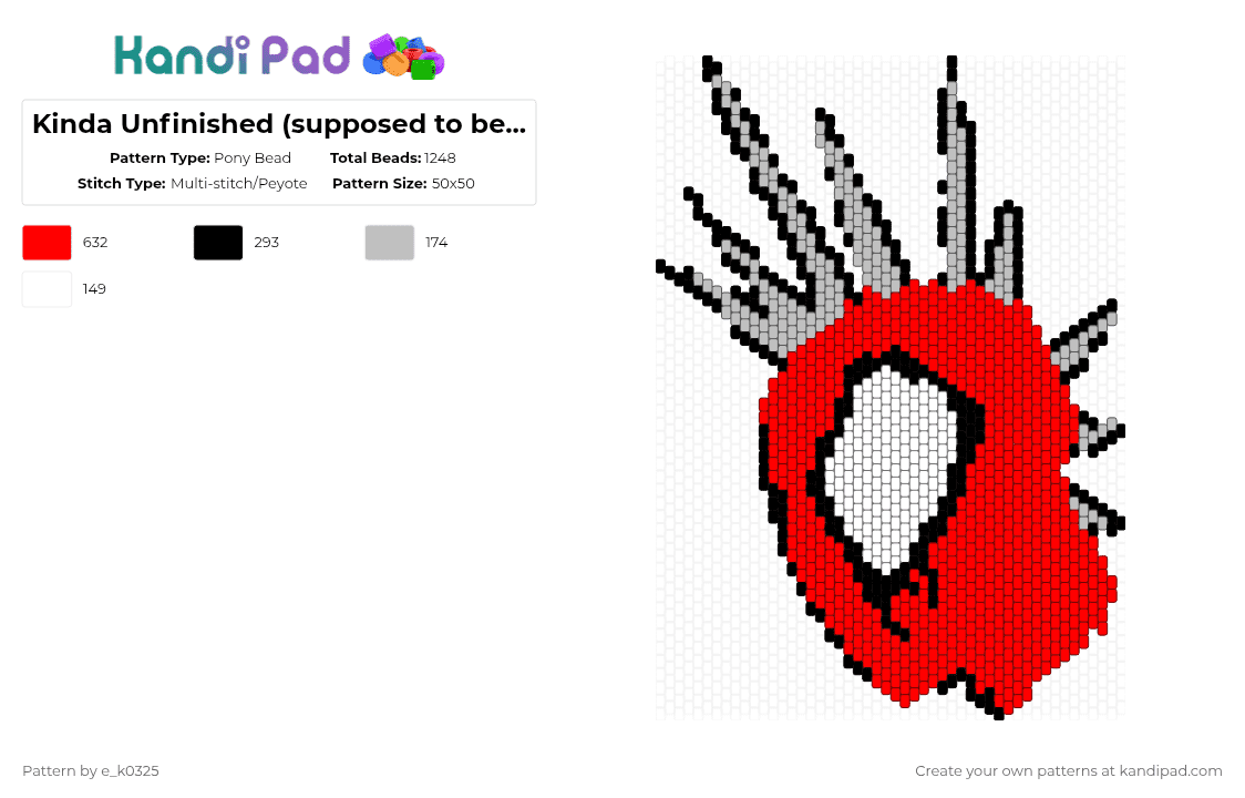 Kinda Unfinished (supposed to be Hobie Brown (ASTV)) - Pony Bead Pattern by e_k0325 on Kandi Pad - red