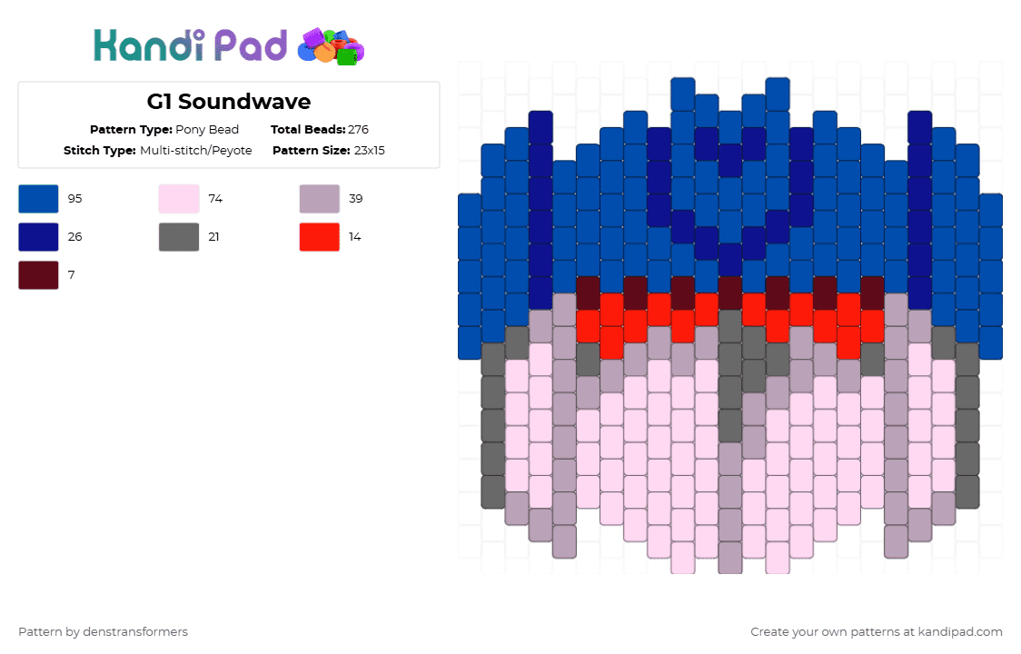 G1 Soundwave - Pony Bead Pattern by denstransformers on Kandi Pad - pink,blue,soundwave,transformers,g1