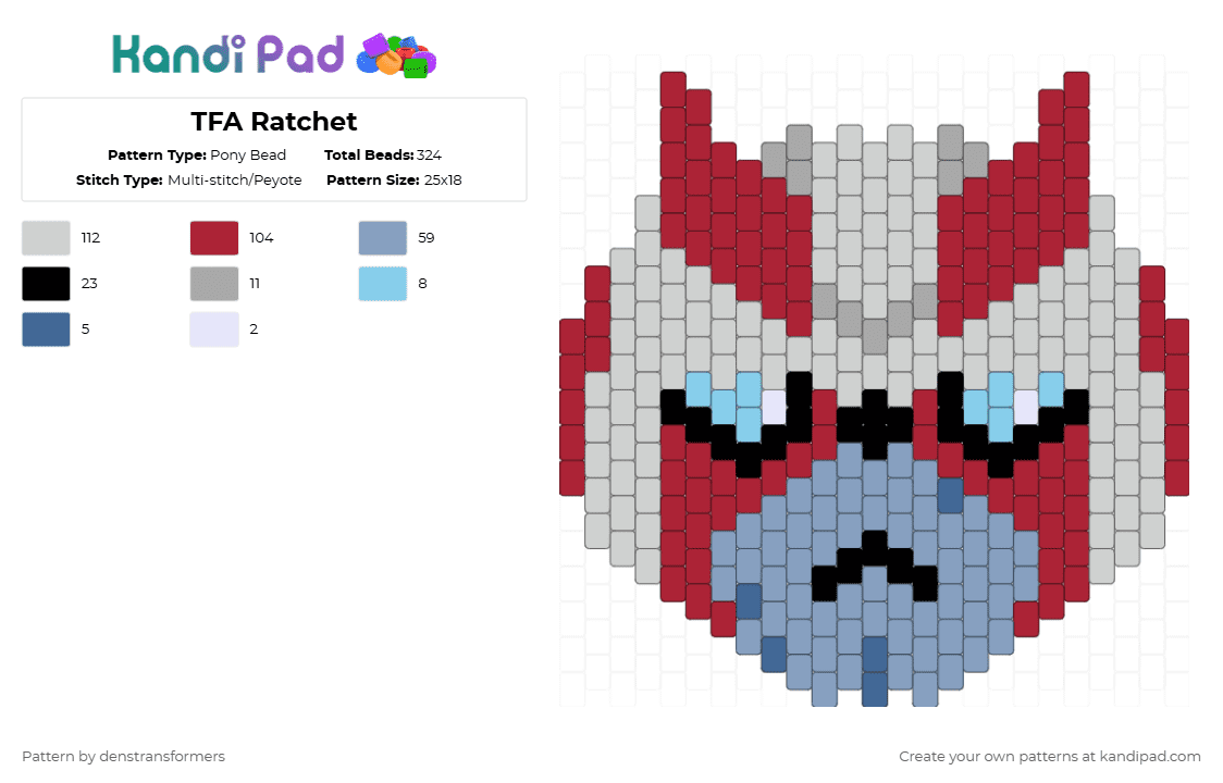 TFA Ratchet - Pony Bead Pattern by denstransformers on Kandi Pad - red,light blue,transformers,ratchet,tfa