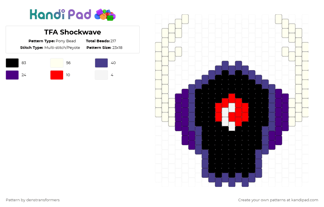 TFA Shockwave - Pony Bead Pattern by denstransformers on Kandi Pad - purple,shockwave,transformers