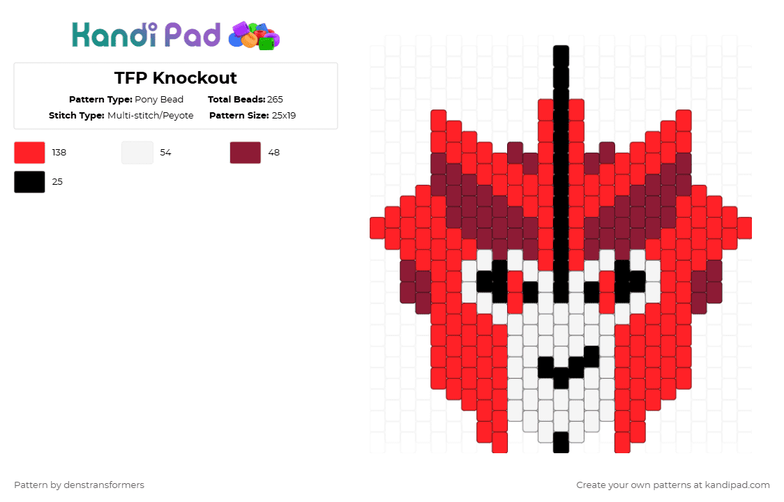 TFP Knockout - Pony Bead Pattern by denstransformers on Kandi Pad - knockout, red, tfp, transformers
