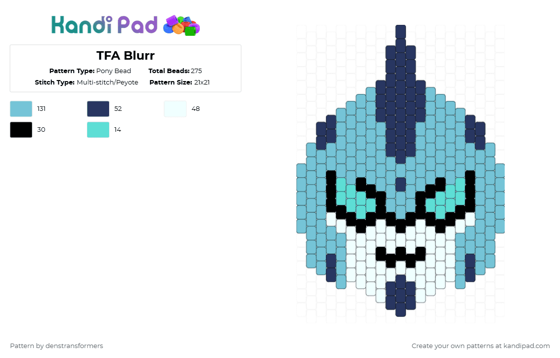 TFA Blurr - Pony Bead Pattern by denstransformers on Kandi Pad - light blue,purple,blurr,transformers